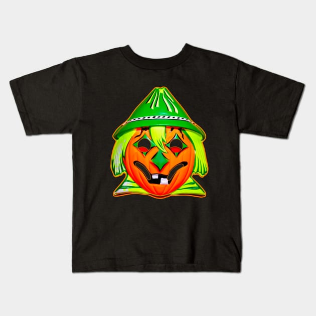Pumpkin Scarecrow Mask Kids T-Shirt by TJWDraws